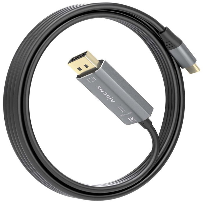 Aisens Cable Conversor Bidireccional USB-C a DisplayPort 8K@60Hz, 1.8m, Negro, Aluminio A109-0880 Aisens Cable Conversor Bidireccional USB-C a DisplayPort 8K@60Hz, 1.8m, Negro, Aluminio A109-0880